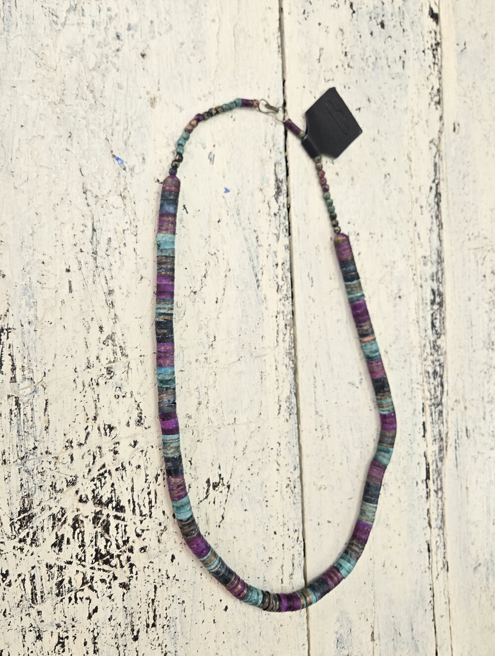 Boho Multicolor Beaded Necklace 22" Turquoise Purple Artisan Tribal Style